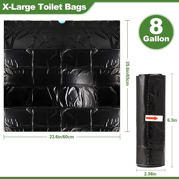 30 Pack Camping Toilet Bags, 8 Gallon Portable Toilet Bags | Toilet Waste Bags, Leak-Proof Potty Liners Trash Bags for Outdoor Camping Toilet Bucket,Traveling, RV Trip