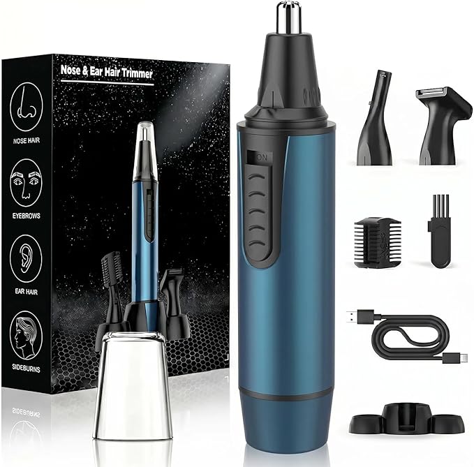 AREYZIN Nose Hair Trimmer for Men,2026 Professional 3 in 1 Painless RechargeableEar and Nose Trimmer,IPX7 Waterproof Eyebrow Facial Hair Trimmer Body Grooming Kit Dual EdgeBlades