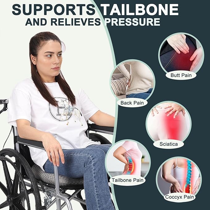 Anti-Slip Wheelchair Cushions, Bed Sore Cushions for Butt, Ergonomic Innovations Orthopedic Donut Pillow, Medical Seat Cushion for Sciatica, Back, Coccyx, Pressure Sore (Blue)