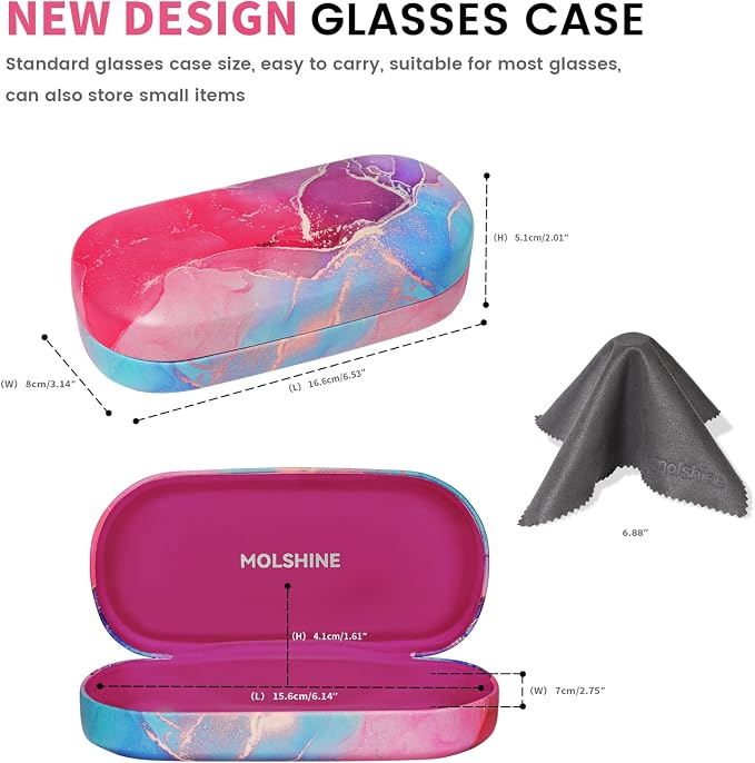 molshine Hard Shell Sunglasses Case,Classic Large Glasses Case for Women Men,Sunglass Eyeglasses