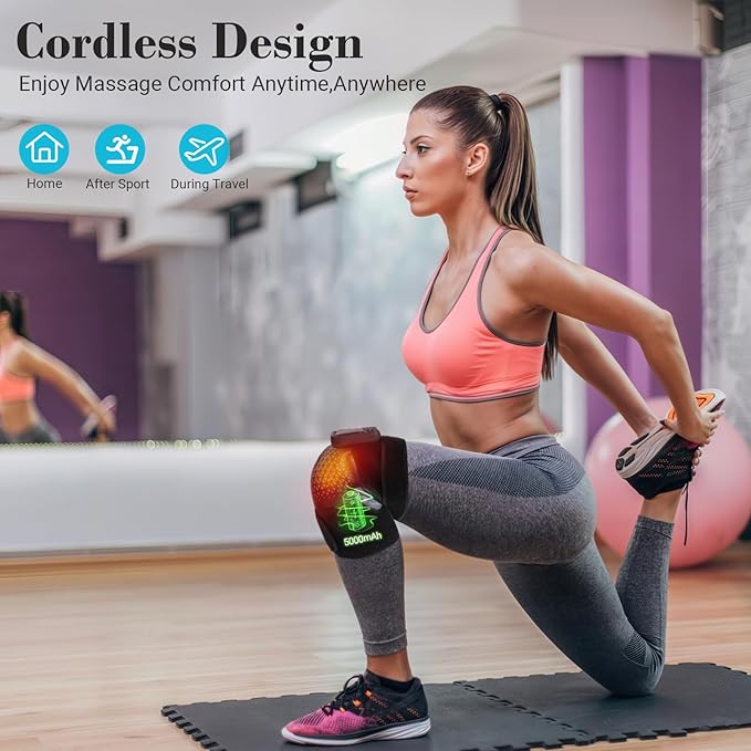 Portable Knee Massager for Pain Relief & Arthritis [2026 Upgraded] - Cordless Electric Knee Brace with Heat, Vibration, Auto-Off Timer, Knee Warmers Wrap for Birthday Gifts for Men Women
