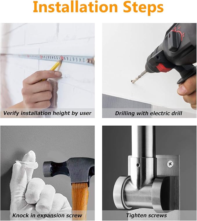 29.5 INCH Toilet Grab Bar Stainless Steel Handicap Rails Grab Bars Bathroom Support for Elderly Bariatric Disabled Commode Safety Hand Railing Guard Frame Shower Assist Aid Handrails Hand Grips