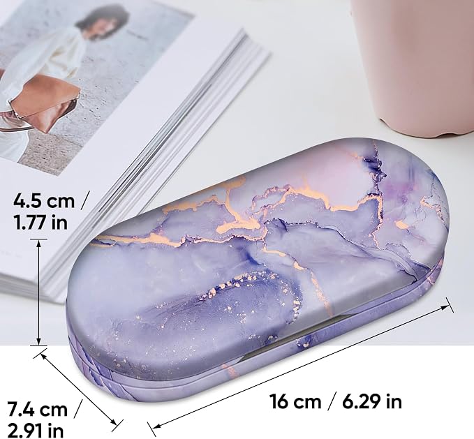 Fintie 2 in 1 Contact Lens Case and Eyeglasses Case, Double Sided Portable Eyeglasses Travel Holder with Built-in Mirror, Tweezer and Contact Lens Solution Bottle Included