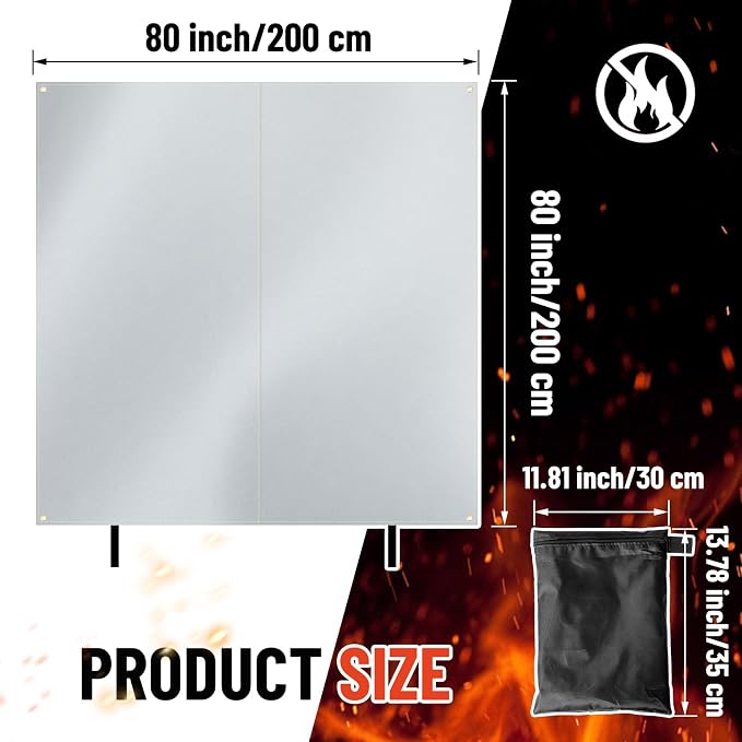 Fireproof Lithium Battery Cover for E-Bike & E-Scooter Fire Suppression Blanket for Battery Storage Charging Protection, Heat Resistant Safety Cover for Garage Home Emergency(79 x 79 Inch)