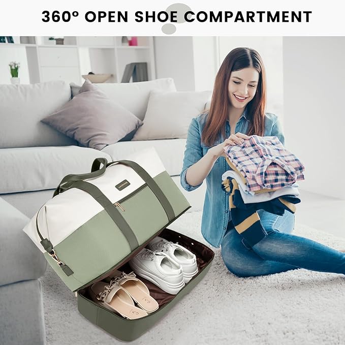 LOVEVOOK Weekender Bag for Women, Large Duffle Bag for Travel with 2 Packing Cubes, Carry on Overnight Bag with Shoe Compartment, Mom Hospital Bags for Labor and Delivery