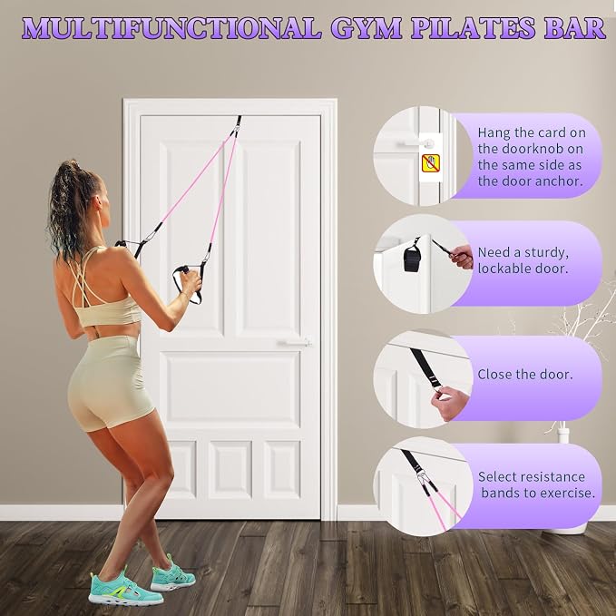 Bbtops Pilates Bar Kit with Resistance Bands,Pilates Bar with Stackable Bands Workout Equipment for Legs,Hip,Waist and Arm,Exercise Fitness Equipment for Women & Men Home Gym Yoga Pilates