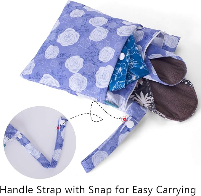 Teamoy Reusable Menstrual Pads, Cloth Sanitary Pad, Panty Liners, Plant | Washable Pads with Charcoal Absorbency Layers, Soft and Comfortable, 10 Pcs Pad with 1 Wet Bag, 3pcs×7.9"+4pcs×10"+3pcs×11.6"