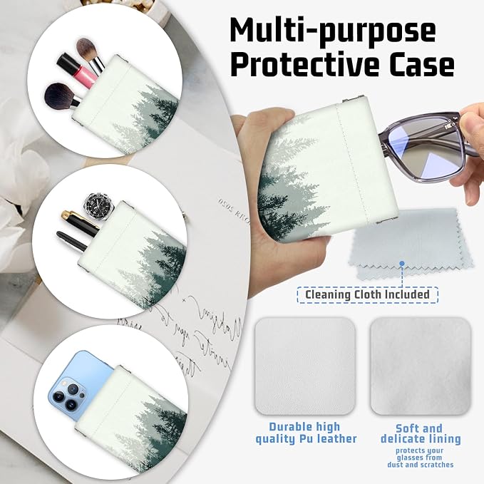 Soft Sunglasses Eyeglass Glasses Case,7x3.5inch Portable PU Leather Squeeze Top Holder Bag Pouch for Women Men
