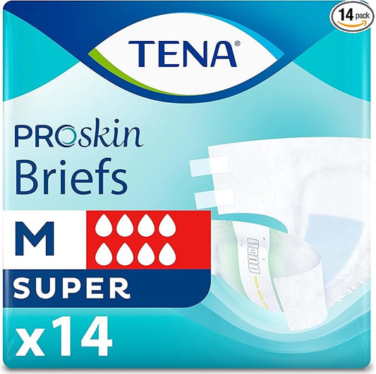 TENA ProSkin Unisex Adult Diapers with Tabs, Maximum Absorbency, Medium, 14 Ct