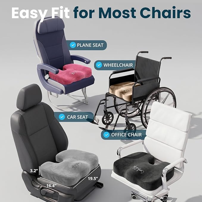 ComfiLife Extra Large Gel & Memory Foam Seat Cushion - Doctor Recommended Office Chair Cushion, Car Seat Cushion - Back & Sciatica Pain Relief - Wide Seat Cushion for Big & Tall (Navy Blue)