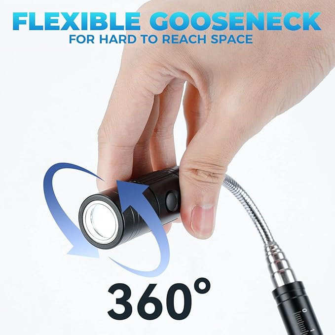 Rechargeable Magnetic Pickup Tool, Telescoping Magnetic Flashlights with Extendable Magnet Stick, Christmas Stocking Stuffers for Men Adults, Cool Gadgets Gifts for Him, Men, Dad, Husband, Boyfriend