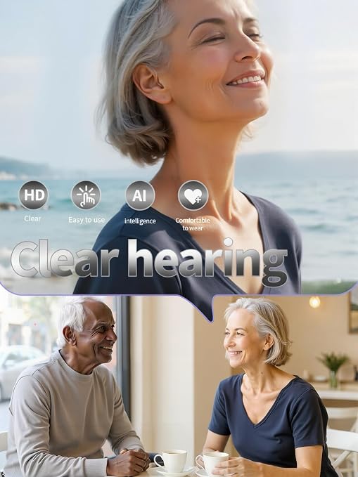 Hearing Aids for Seniors Rechargeable Invisible Behind The Ear Design with 24H Battery DSP Noise Reduction OTC Hearing Aids for Mild to Moderate Hearing Loss Easy Volume Control Not Amplifiers