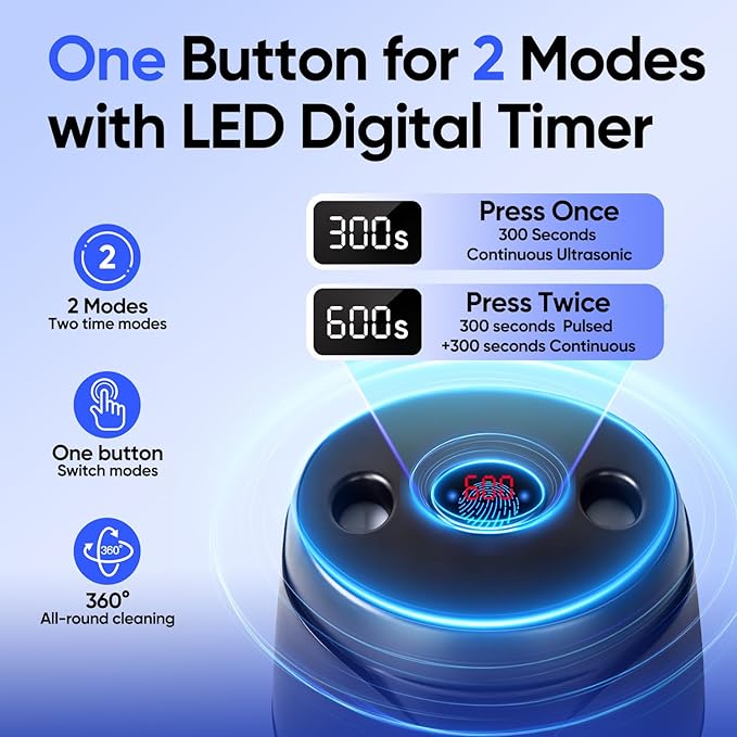 MySmile Dental Ultrasonic Retainer Cleaner Machine- 45kHz UV Denture Cleaner with 200ML Capacity for Aligner, Braces, Mouth Guard, Night Guard, Portable Dental Cleaning Pod with Digital Timer (Black)