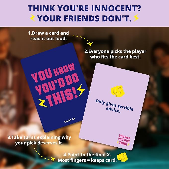KAWAII KOI Hilarious Voting Party Card Game for Adults & Teens, Call Out Your Friends & Reveal Who They Really are, Perfect for Game Night & Parties - You Know You’D DO This!