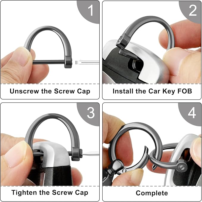 OHKYOOT Leather Car Keychain for Home Car Keys | Carabiner Clip Key Fob Keychain for Women Men,Car Key Holder with 3 Key Ring and Anti-Lost D Ring