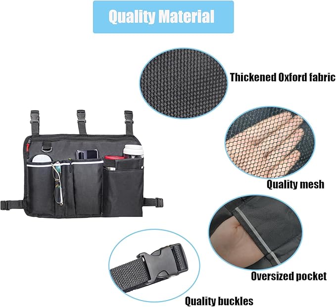 UlifeBetter Walker Bag Walker Basket for Folding Walker with Cup Holder, Rollator Organizer Storage Pouch Universal Folding Walker Accessories Walker Bags for Seniors Bag for Walker (Large Black)