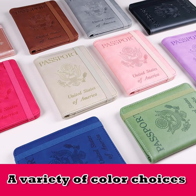Melsbrinna Rfid Passport Holder for Travel women/Men, Cute Passport Wallet Rfid Blocking Card Slots, Rfid Passport Cover/CaseTravel Wallet, Passport Book Holder (1, Red5)