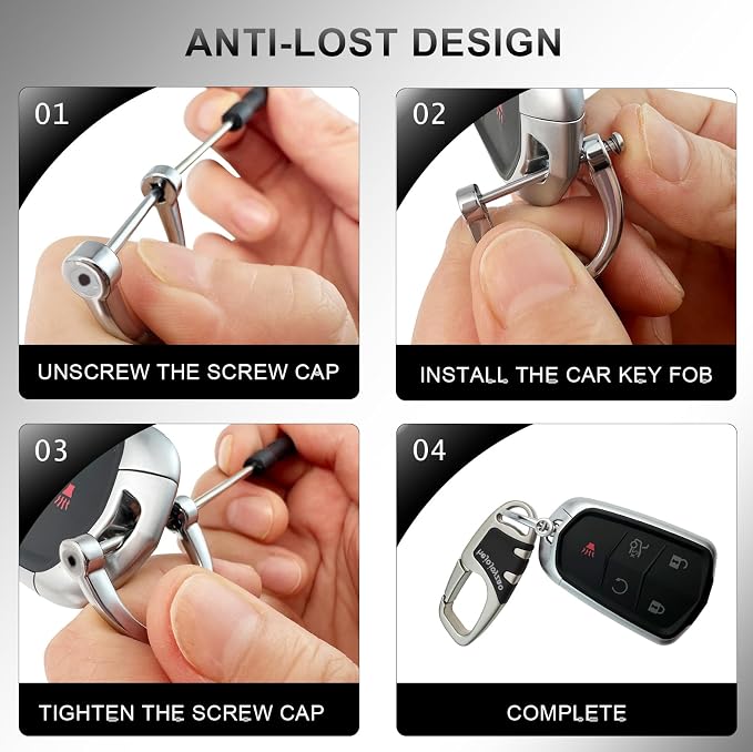 Keychain Carabiner Clip,Heavy Duty Belt Loop Car Key Ring Holder | Durable metal build, mens EDC accessory, 4 key rings, secure locking D-ring, fits belt loops, holds home, car key fobs