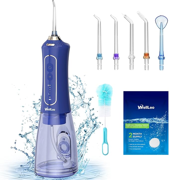Water Flossers for Teeth, 300ML Cordless Oral Irrigator Rechargeable Dental Flosser Picks with 5 Modes 5 Jet Tips,IPX7 Waterproof Teeth Cleaner for Braces Gum Care, Home Travel Use