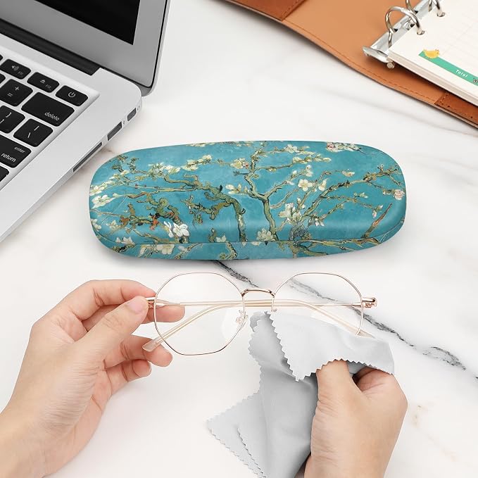 FINTIE Hard Shell Eyeglasses Case, Portable Protective Glasses Cover Eyeglass Holder Box with Cleaning Cloth for Men Women