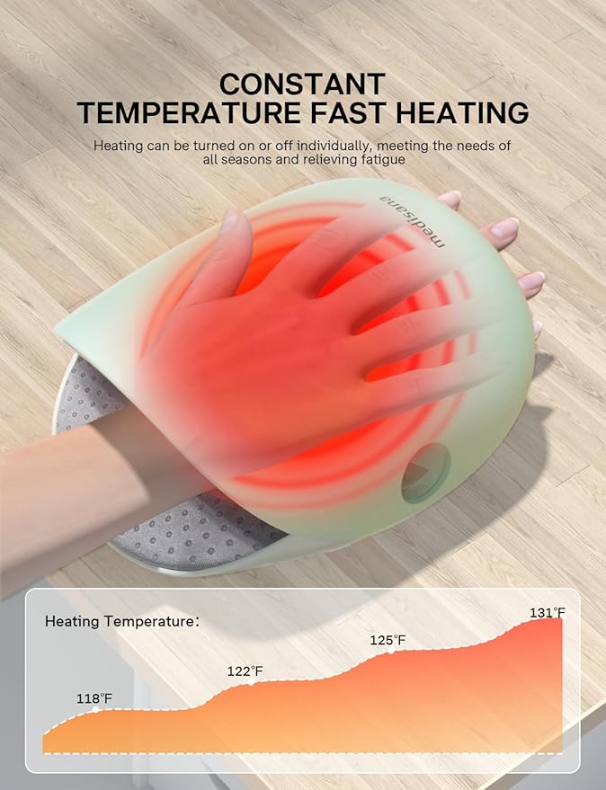 Medisana Hand Massager with Heat and Compression, Cordless Hand Massager for Arthritis and Carpal Tunnel Relief, Knuckle Stretching Massage, Birthday Christmas Gifts for Men Women Dad Mom-Green