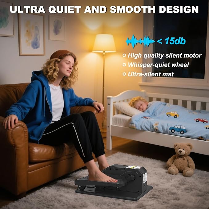 Under Desk Elliptical Machine, Electric Elliptical Leg Exerciser for Senior, Quiet and Compact Electric Seated Pedal Exerciser for Home with Monitor, Remote Control and 12 Adjustable Speeds