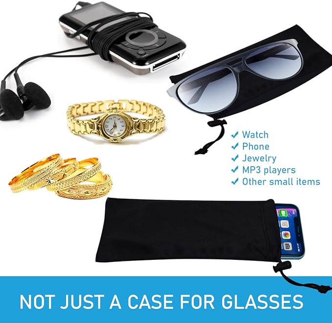 Mamlyn Premium Quality Microfiber Sunglasses Pouch With Spring Fastener