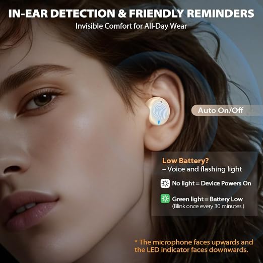 ABLEGRID Rechargeable OTC Hearing Aids for Seniors Adults, In-Ear Touch Control Nano Hearing Aid with Noise Cancelling, App-Enhanced Gain, for Mild to Moderate Hearing Loss