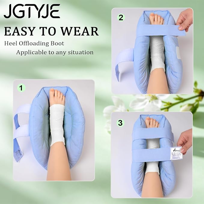JGTYGE Heel Protector for Pressure Sores, Adjustable Heel Cushion Boot with Open Heel Design for Elderly Bedridden Patients, Ankle Support Pillow for Post Surgery Recovery & Wheelchair Use
