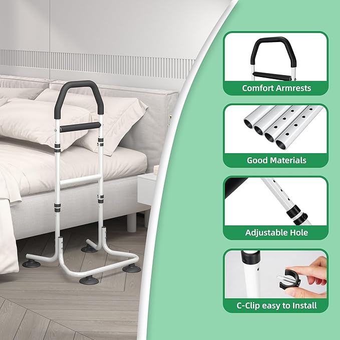 Chair Stand Assist, Stand Lift Rails with Suction Cup, Standing Up Assistance for Seniors, Height Adjustable, Standing Aid & Support Device, Stand and Sit Assist for Elderly, Adults, Patient