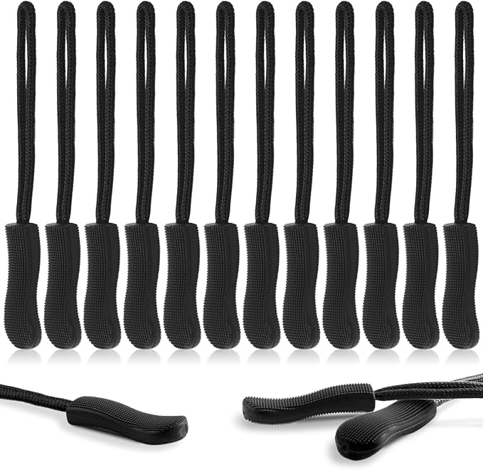 CooBigo 25Pack Zipper Pull Replacement, Golf Bag Zipper Pull Replacement Tab for Backpack, Jackets, Pants, Boots, Coats, Luggage - Black(Universal Extender)