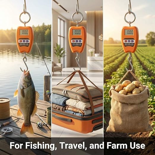 QWORK Hanging Weight Scale, 200kg/440lbs Digital Crane Scales Fish Weighing Scale Aluminum Housing LED Display Scale for Fishing, Weigh Luggage, Home Farm