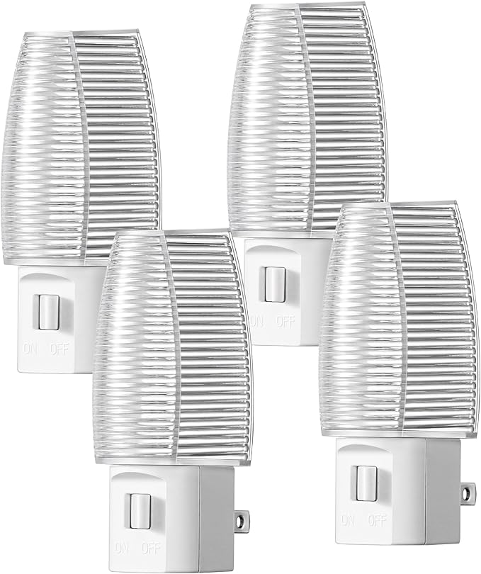 DEWENWILS Plug in Night Light with Switch, Manual ON Off LED Nightlight for Kids, Nursery, Bedroom, Bathroom, Hallway, Stairways, Corridor, Garage, Warm White, 4 Pack