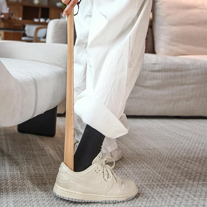 Wooden Shoe horn Long Handle for Seniors -23.6in Long handled ShoeHorn