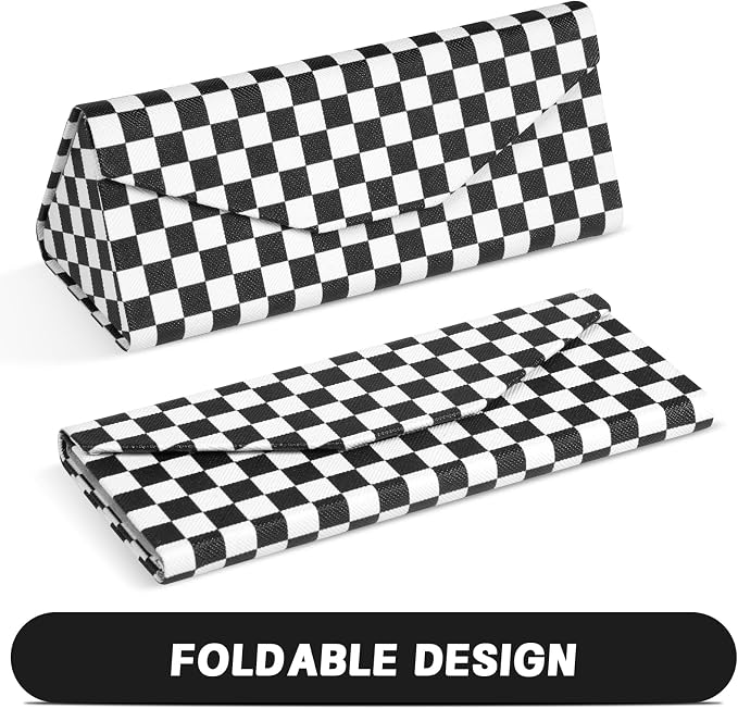 Sunglasses Case, Foldable Glasses Case, Magnetic PU Leather Hard Shell Folding Eyeglass Holder Box, Collapsible Unisex