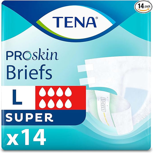 TENA ProSkin Unisex Adult Diapers with Tabs, Maximum Absorbency, Large, 14 ct