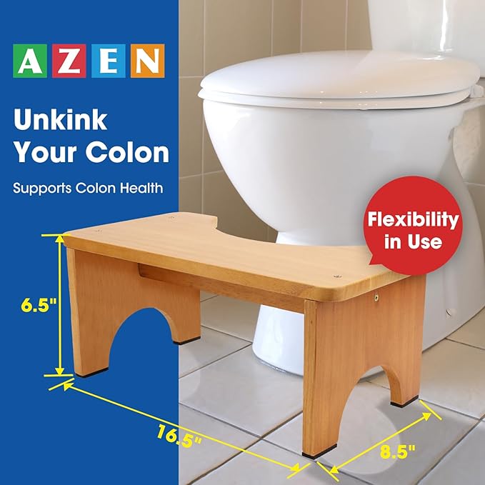Toilet Stool Squat Adult, Wood Poop Stool for Bathroom Adults, 7 Inch Height