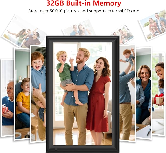 Frameo 15.6 Inch Large Digital Photo Frame, Digital Picture Frame WiFi, IPS HD Touch Screen, 32GB Storage, Photo Frame with Auto-Rotate Instant Share Photo/Video Sharing via Frameo App, Gift for Mom