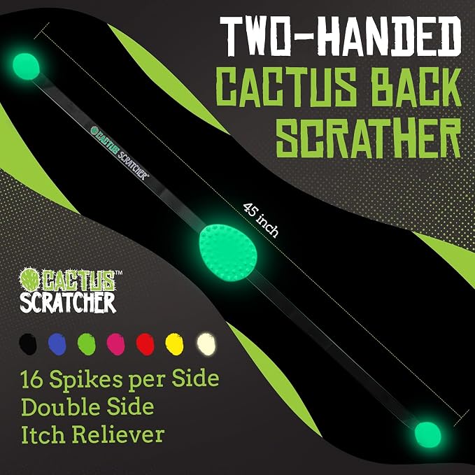 Original Back Scratcher - 2-Sided Back Scratching Tool for Hard-to-Reach Area, Durable 45" Strap with Ball Handles for Towel Like Operation, Universal Gifts for Men and Women, Glow