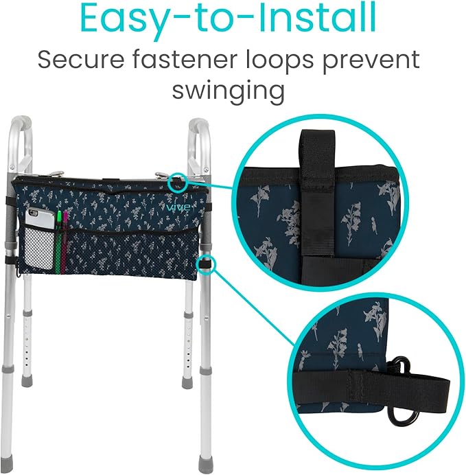 Vive Walker Bag - Accessories Wheelchair Basket Pouch (Water Resistant) - Seniors Caddy Accessory Attachment for Folding, Rolling Walkers - Carry Storage Carrier Tote - Lightweight, Universal Size