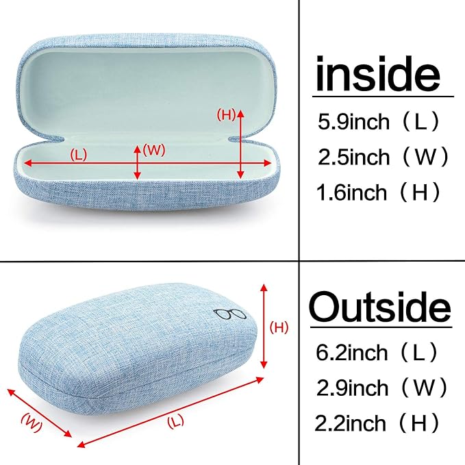Vemiss Hard Shell Sunglasses Case, Large Linen Fabric Protective Glasses Case for Men Women