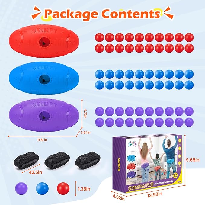 3 Pack Christmas Shaking Swing Balls Set for Kids Adults, Outdoors Indoors Birthday Games Toy with 60 Balls, Carnival Bachelorette Party Games for Boys and Girls, Lawn Minute to Win It for Kid 4 5 6+