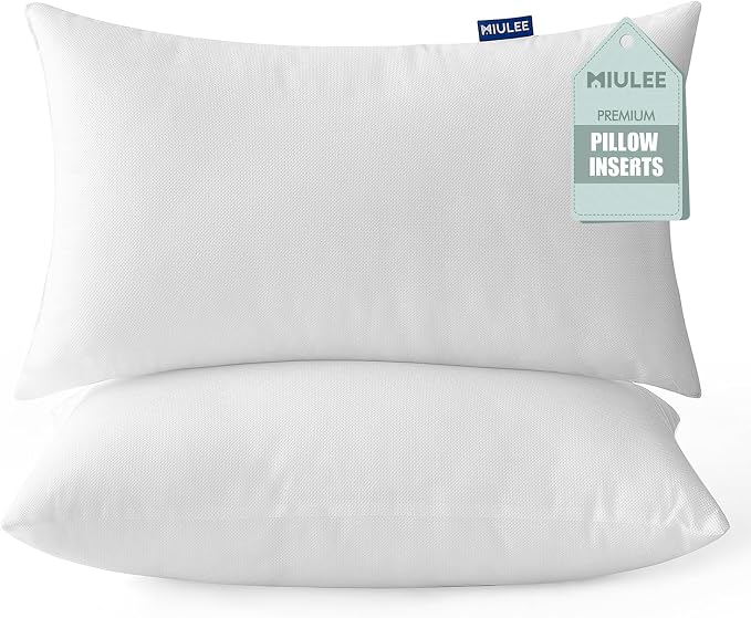 MIULEE Pillow Insert 12x20 Inch Set of 2 Decorative Throw Pillow Inserts | Premium Fluffy Pillow Forms Sham Stuffer for Sofa Couch Living Room