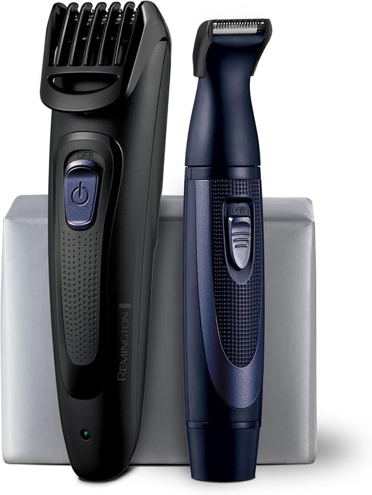 Remington Rechargeable Beard Trimmer Kit for Mustaches, Nose Hair, and Light Detailing and Grooming with Bonus Battery Nose Trimmer