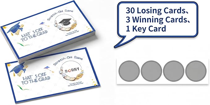 34PCS 2026 Graduation Scratch Off Game Cards & Stickers, Graduation Party Game, Senior High School & College Graduation Party Favors