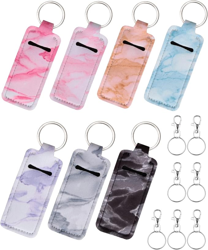 Meiiy Chapstick Holder Keychain Lip Balm Holder Lipstick Sleeve Pouch Lip Gloss Holder Stocking Stuffers Gift for Women