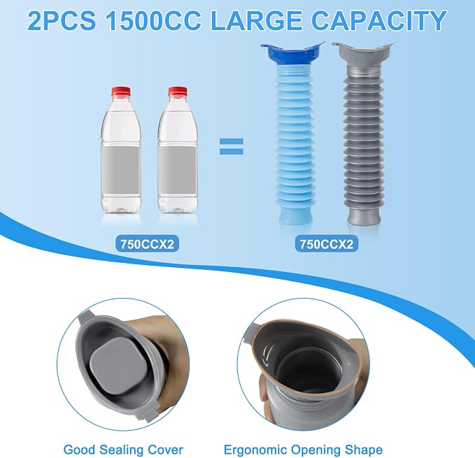 Pee Bottles for Men,Portable Urinal for Men,Collapsible Urine Bottle 750ML | Car Urinals for Men and Women,Emergency Urinal Bottle Shrinkable Pocket Toilet for Travel,Camping,Traffic Jam,Road Trips
