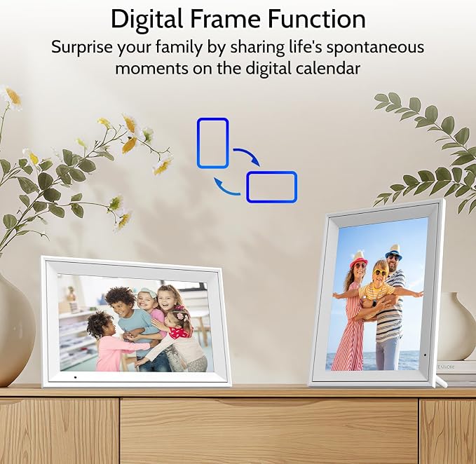 Digital Calendar 10.1" Smart Calendar, 1280 * 800 IPS HD Interactive Touchscreen Electronic Calendar for Family Schedules, WiFi Digital Picture Frame Built-in 32GB Memory White