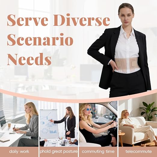RANDY SUN Back Support for Women Ergonomic, Lightweight Posture Corrector for Office, Commute, No Pinching or Slipping, Improve Slouching Gentl, Beige, S-M