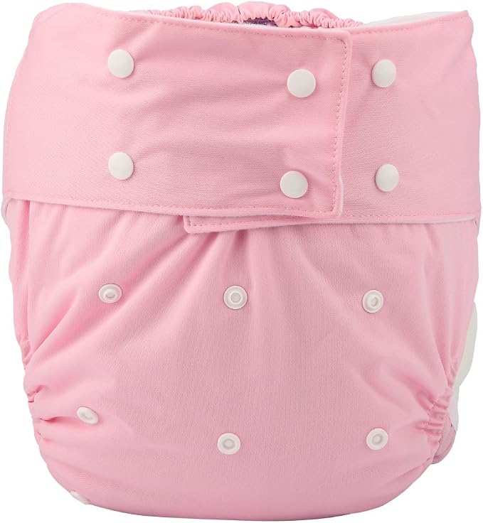 Teen Adult Cloth Diaper Nappy Reusable Washable for Disability Incontinence Women Girls (Pink)